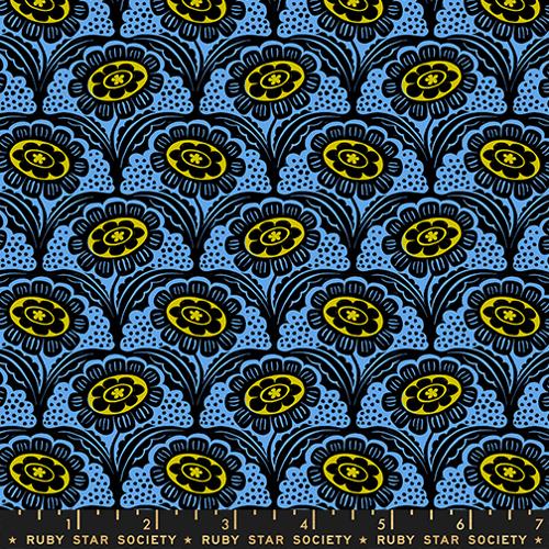PRE-ORDER - Lindley Blue Scallop Flower Florals Novelty Retro - Ink Shop