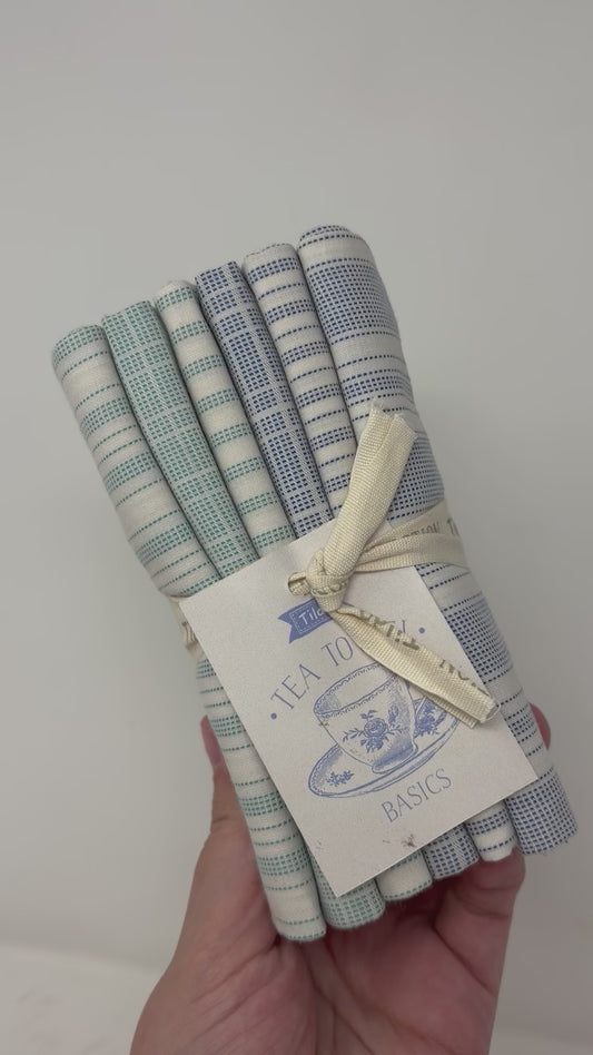 Tilda Woven Tea Towel FQB 6pc 20x22in Blue Teal